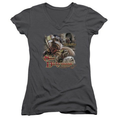 Trevco Labyrinth-Sir Didymus Junior V-Neck Tee- Charcoal - Large