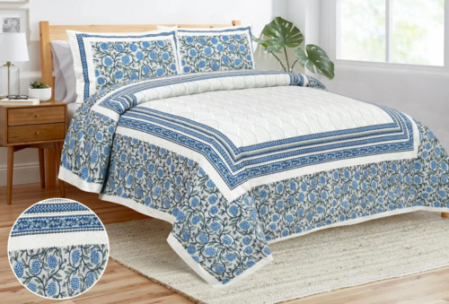 COTTON KING SIZE MOTIF PRINTED  KING SIZE (COLOR-BLUE)