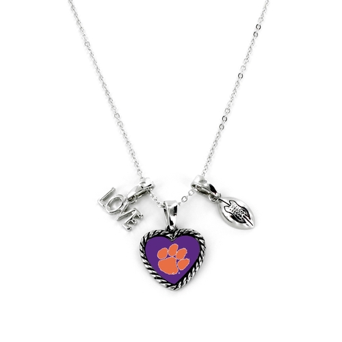 Clemson Tigers Necklace Charmed Sport Love Football