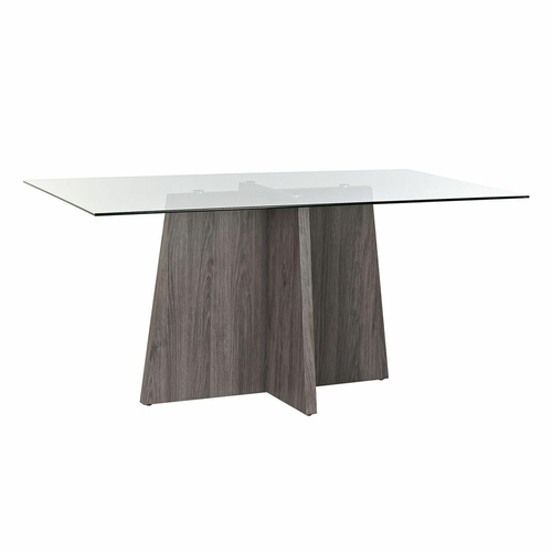 Dining Table DKD Home Decor Crystal Grey Metal Transparent 160 x 90 x