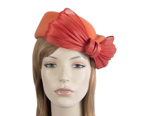 Orange Jackie Onassis style felt beret