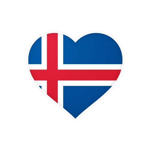 Autocollant en coeur Drapeau de l'Islande en plusieurs tailles