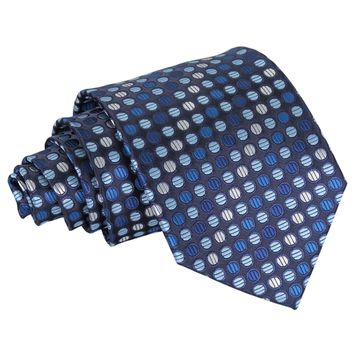 Chequered Polka Dot Classic Tie - Blue, Silver & Royal