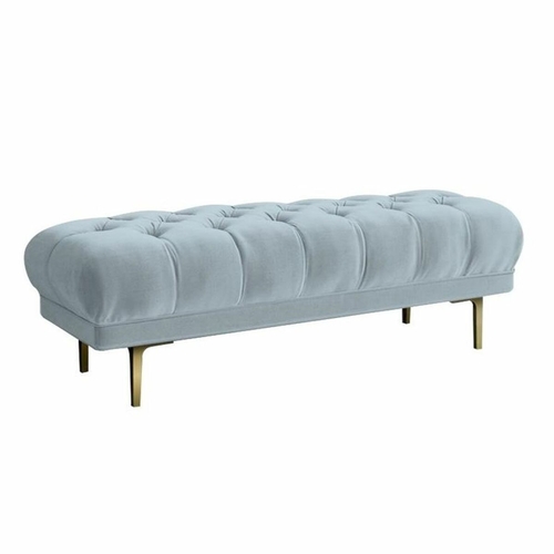 Bench DKD Home Decor   Metal Polyester Sky blue (140 x 45 x 40 cm)