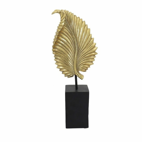 Decorative Figure DKD Home Decor Black Golden Leaf of a plant 13,5 x 7