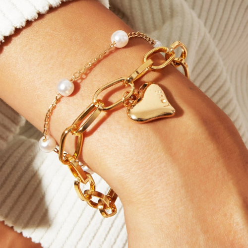 Heart and Pearl Bracelet Set