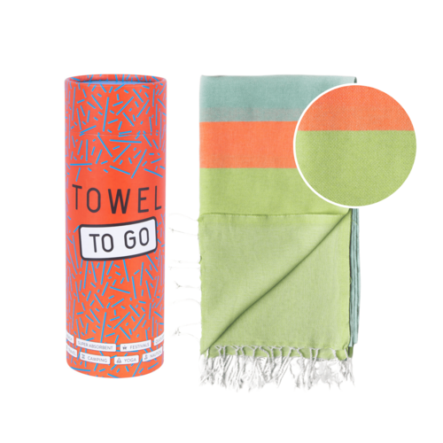 Recycled Cotton Beach Towel, Green - Blue in Gift Box