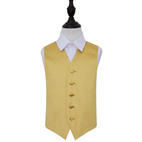 Plain Satin Waistcoat - Boys - Gold, 32'