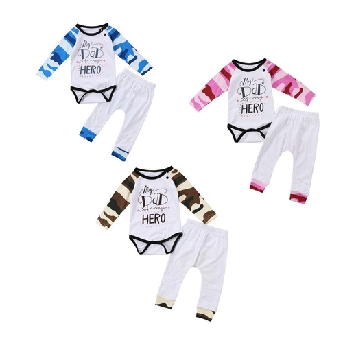 2 Pcs 3 colors Baby Kids Boy Girl Camo Clothing