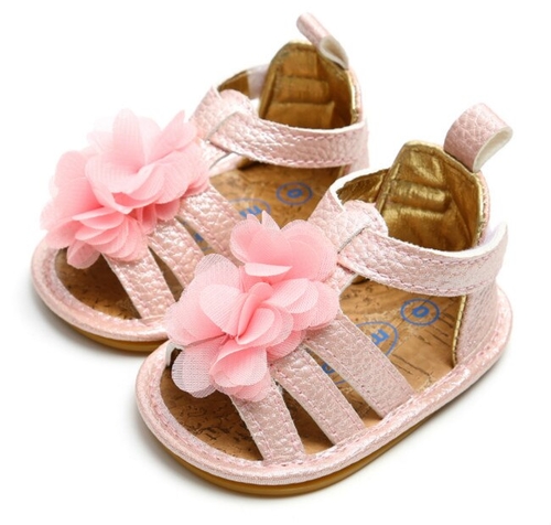 Summer Sequin Newborn Baby Girls Sandal PU Flower