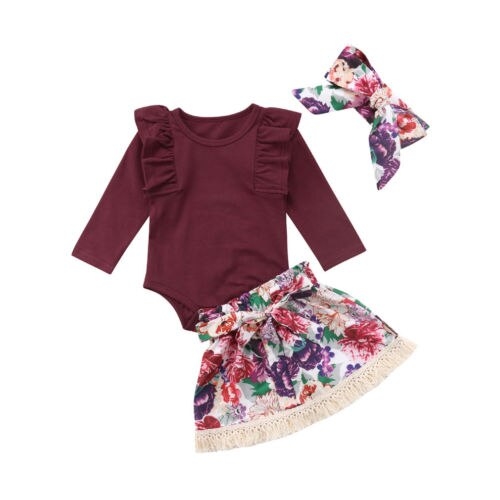 Casual Newborn Baby Girls Cotton O-Neck Ruffles