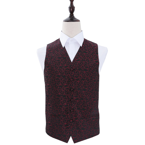 Swirl Waistcoat - Black & Burgundy, 48'