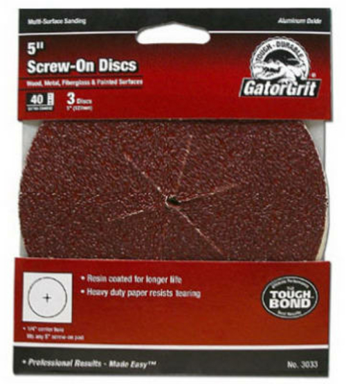 Ali Industries 3033 5 x .25 in. 40 Grit Sanding Disc- 3 Pack