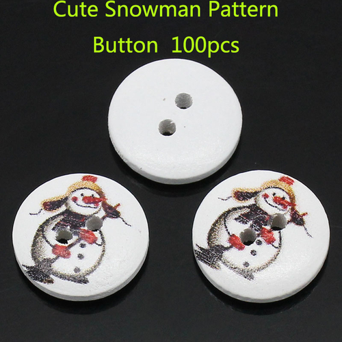 100PCs Wood Round Buttons Sewing Scrapbooking