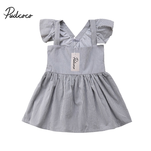 Toddler Kids Baby Girls Sleeveless Striped Dress