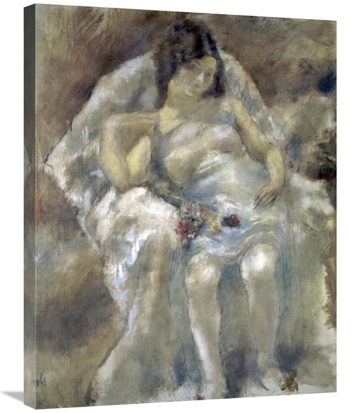 Global Gallery GCS-282652-30-142 30 in. Young Girl Seated with Flowers