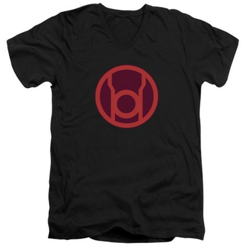 Trevco Green Lantern-Red Symbol Short Sleeve Adult V-Neck 30-1 Tee&#44