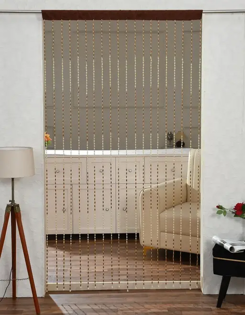 Pvc Semi Transparent Door Curtain Single Curtain (Striped White)Wooden