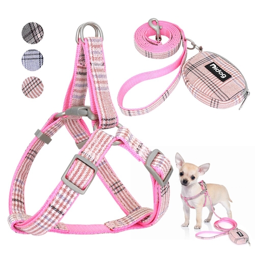 Main Breathable Nylon Dog Harness and Leash Set Plaid image