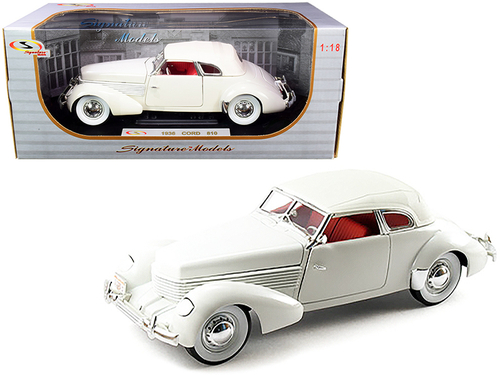 1936 Cord 810 Coupe White with Red Interior 1/18 Diecast Model Car by