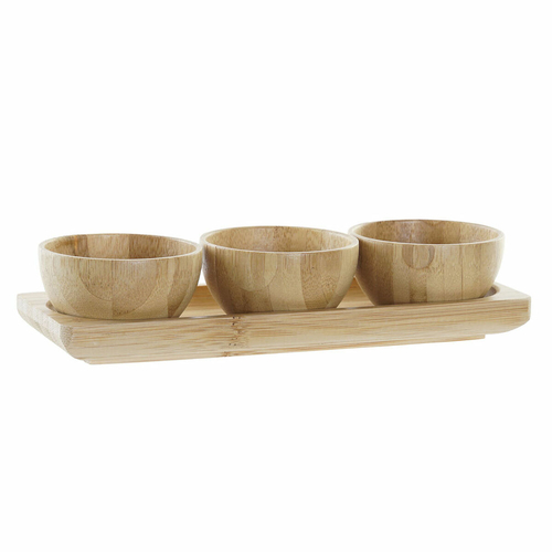 Snack tray DKD Home Decor Multicolour Natural Bamboo Rectangular 20,5