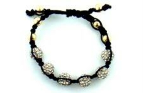 Zircomania 622B-0029G Pave Crystal Beaded Macrame Adjustable Bracelet 