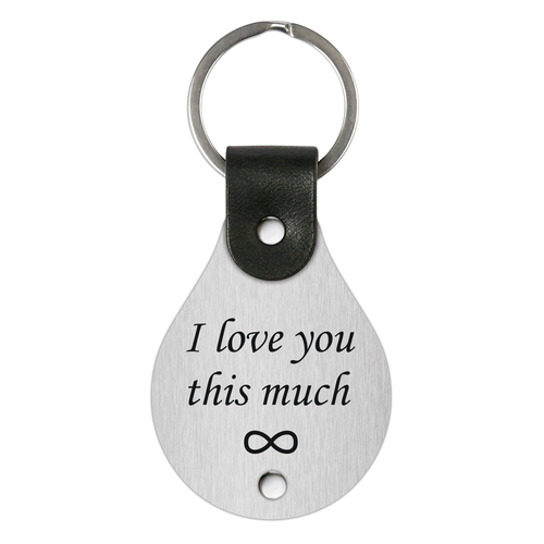 Leather keychain with stainless steel plate – I love you this much