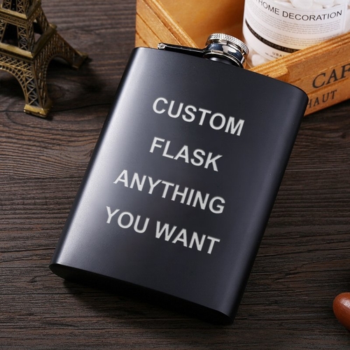 Personalized Black Flask Set