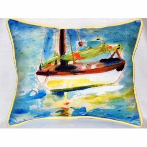 Betsy Drake ZP274 Yellow Sailboat Indoor & Outdoor Throw Pillow- 20 x