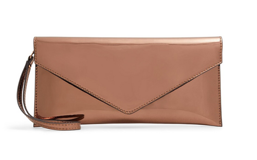 Embellished Clutch with Detachable Chain Strap Sparkle Design-COPPER