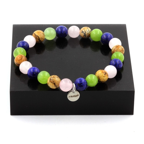 Lapis Lazuli + Landscape Jasper + Peridot + Rose Quartz Bracelet