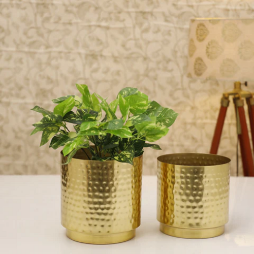 Dew Gold Hammered Planters(Set of 2)