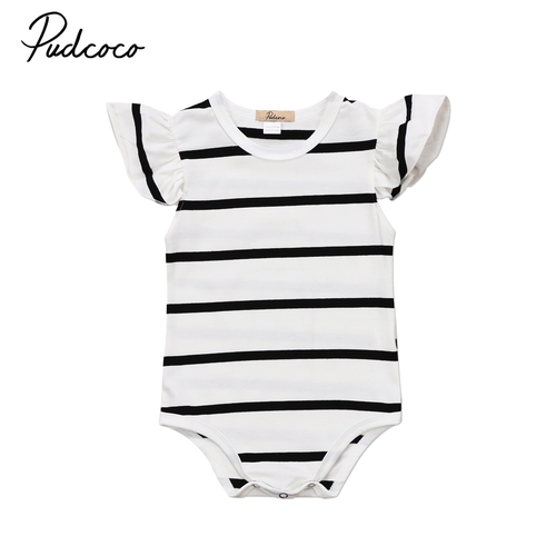 Newborn Infant Girls Striped Flying Sleeve