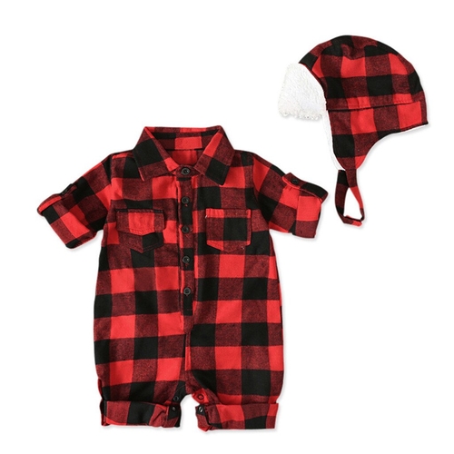 Infant Baby Kids Girls Christmas Romper Plaid