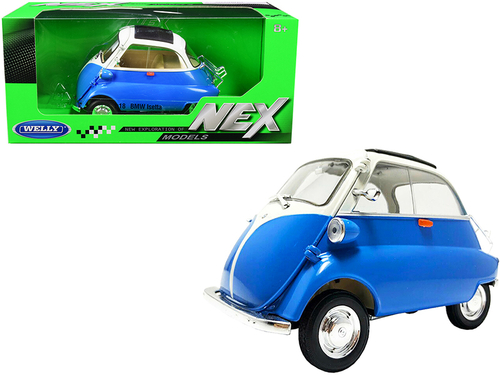 BMW Isetta Blue and White \NEX Models\ 1/18 Diecast Model Car by Welly