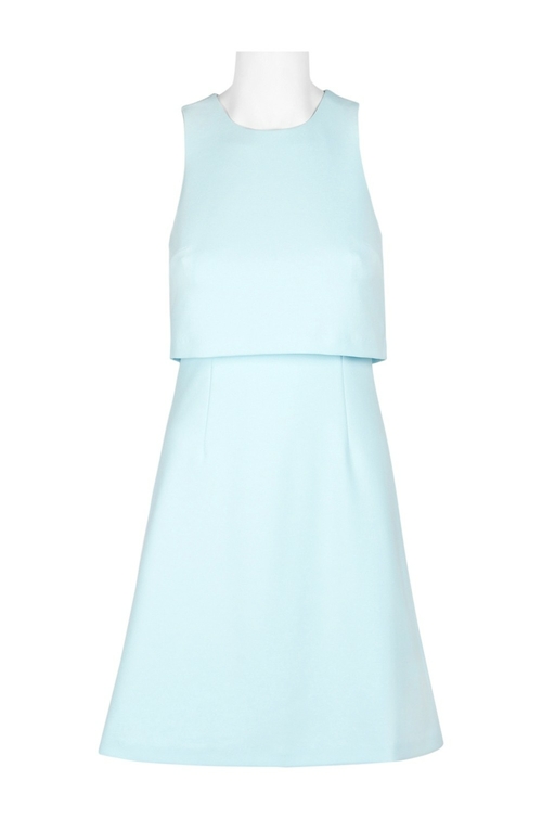 Donna Morgan Crew Neck Sleeveless Zipper Back Popover A-Line Solid