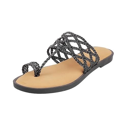 Women Flats - Ladies Girls Latest T-Strap Flat Sandals - Stylish