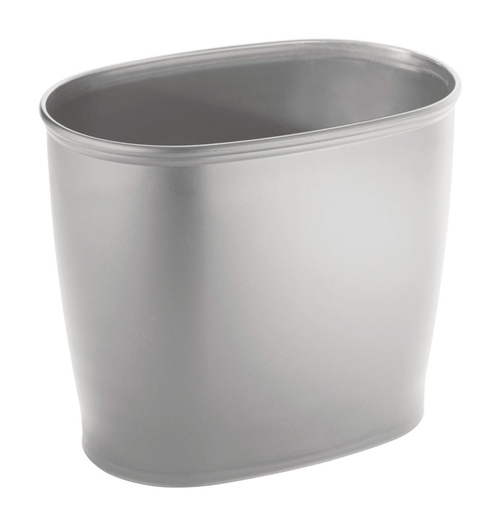 Interdesign 6564363 10 x 8 x 12 in. Kent Oval Trash Can, Silver