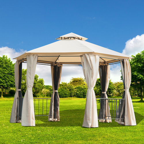 Outsunny 13x10ft Garden Gazebo Patio Canopy Double Tier Outdoor