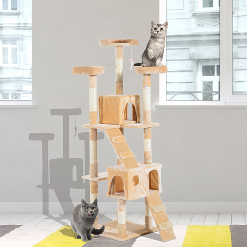 PawHut 67-inch Multi-Level Cat Scratching Tree Kitty Activity Center