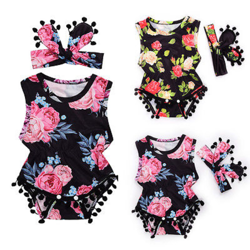 Pretty Flowers Print Newborn Baby Girls Kids