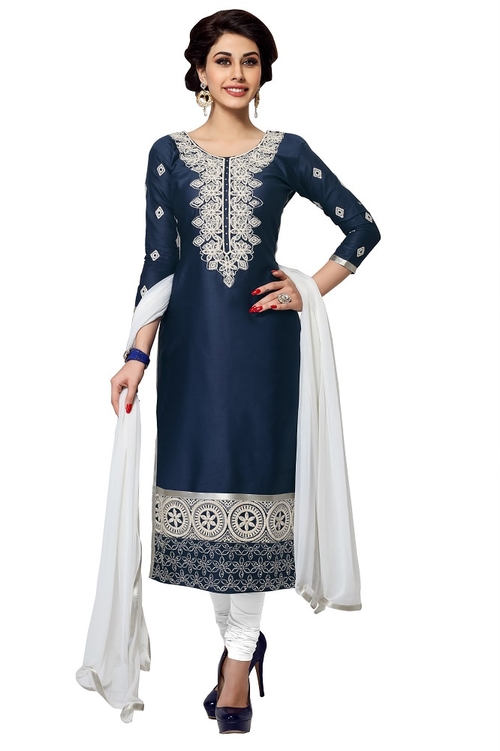 Women's Cotton Unstitched Embroidered Salwar suit
