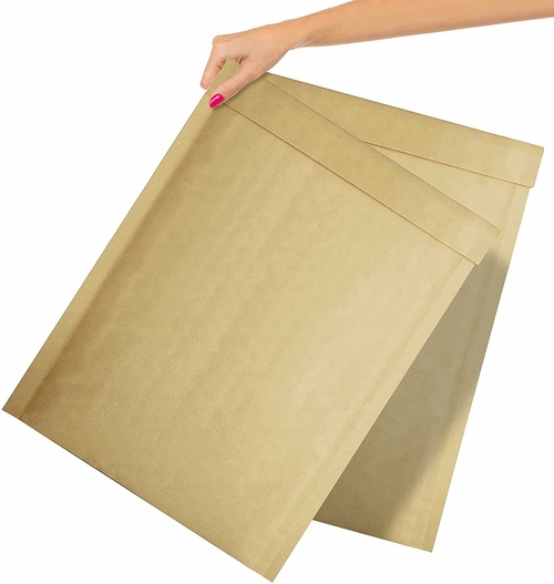 Pack of 100 Kraft Padded Bubble Mailer Envelopes 14.25 x 19. Natural