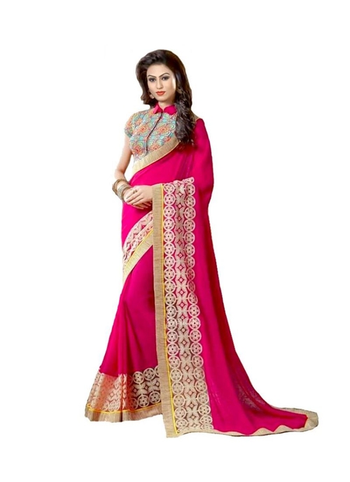 Pink Color Georgette  Saree