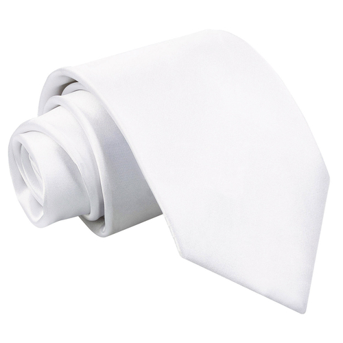 Plain Satin Extra Long Tie - White