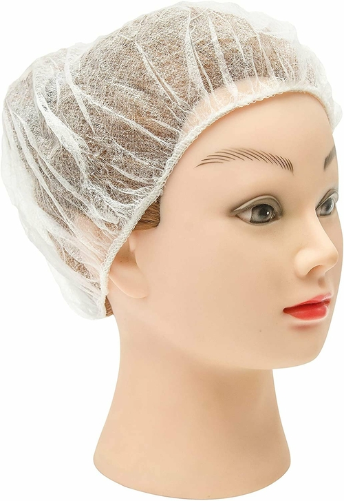 100 Pack White Mob Caps 21” 10g Hair Caps with Elastic Stretch Band