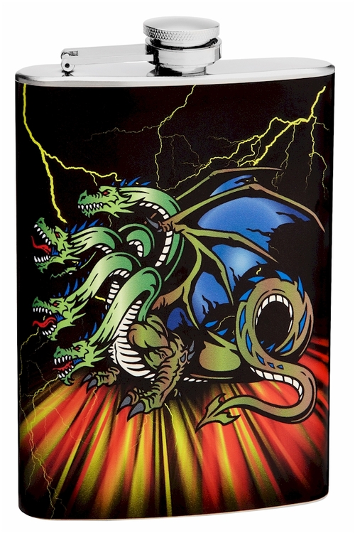 8oz 4-Headed Dragon Flask, Gift Box, Funnel and Shot Glasses Included