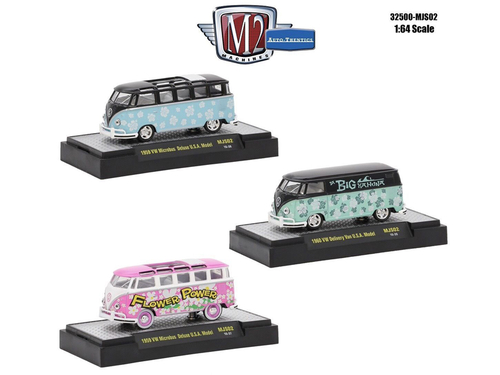 Auto Thentics 3 Cars Set Volkswagen USA Models WITH CASES 1/64 Diecast