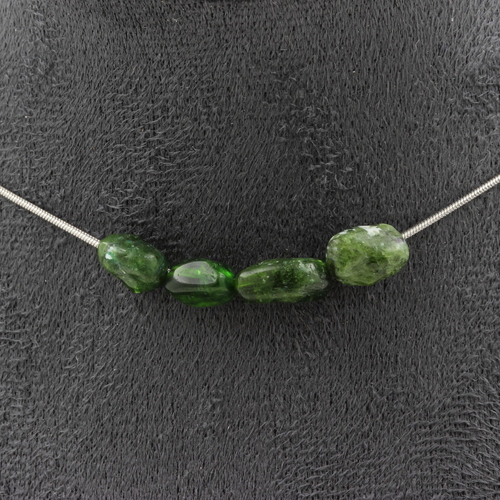 Diopside from Brazil 4 beads necklace