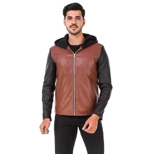 Men's Faux Leather Motorcycle Fashion Biker Style  (Size-XL)